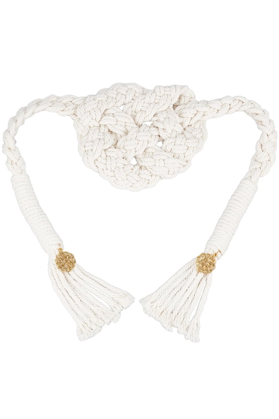 Macrame Cotton Cord Wrist Corsages for Wedding Party Decorations with Alloy Knot Beige 1900mm for DIY