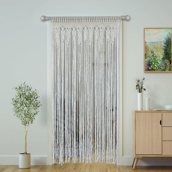 Macrame Curtain Boho Doorway Curtains,Handmade String Backdrop Panel Hippie Door Hanging Wedding Decor Arch Curtain Room Divider Bohemian Wall Cover Window Bedroom Doors (Flowers)
