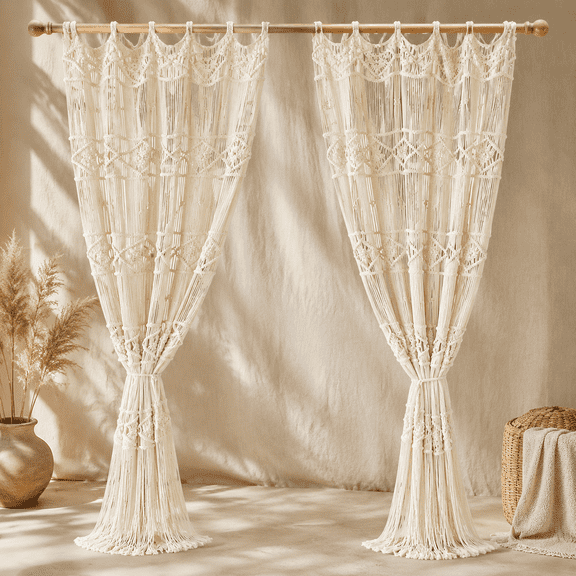 Macrame Curtain Handmade Woven Divider Doorway Window 42"w*75"l