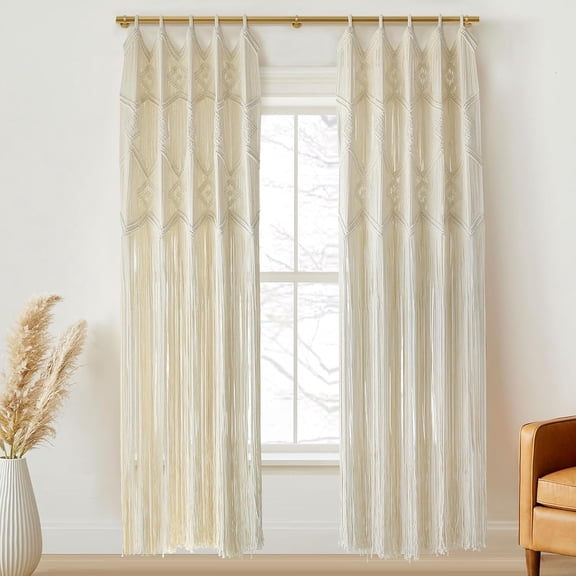 Macrame Curtains  2 Panels 50" Wx75 L Macrame Closet Doorway Boho Curtains Long Macrame Decor Wedding Backdrop