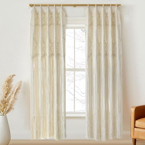 Macrame Curtains Windows 2 Panels 50" Wx75 L Macrame Closet Doorway Boho Curtains Long Macrame Decor Wedding Backdrop