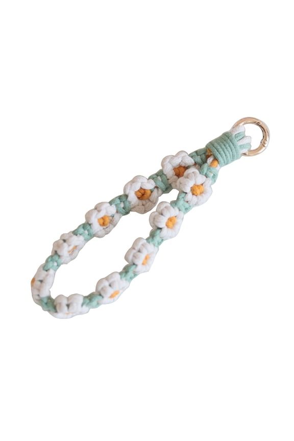 Macrame Flower Wristlet Keychain Lanyard Braided Key Fob Strap Bohemian Keychain Easter Gifts Irish Holiday Gifts