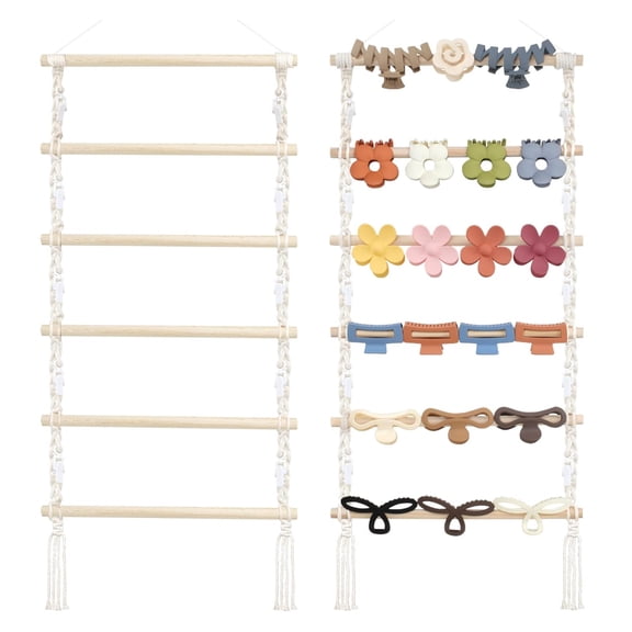 Macrame Hair Claw Clip Organizer,Hanging Hair Clip Holder and Storage for Women Girls,Claw Clip Hanger Home Decor for Wall,Door,Closet