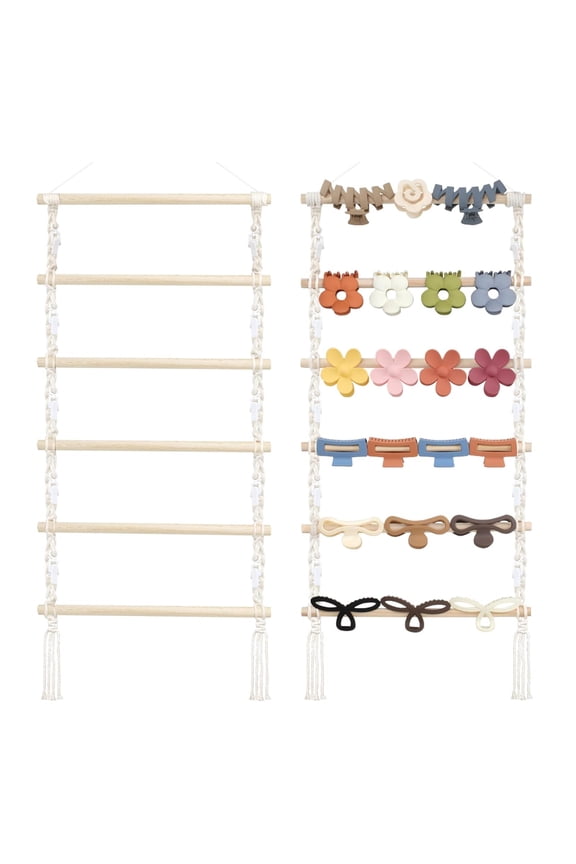 Macrame Hair Claw Clip Organizer,Hanging Hair Clip Holder and Storage for Women Girls,Claw Clip Hanger Home Decor for Wall,Door,Closet