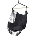 thumbnail image 1 of Macrame Hammock Chair Rope Swing, 550 Lbs Capacity, Two Cushions & Portable Steel Spreader Bar for Indoor/Outdoor,Dark Gray, 1 of 9