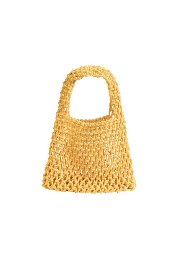 Macrame Handbag for Women | Hollow Crochet Mesh Tote Bag, Hand-Woven Rope Bag for Beach Vacation & Daily Use, 20×18×33cm