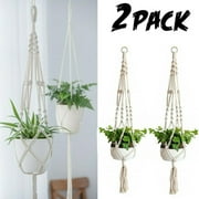 Macrame Hanger 41 Inch Vintage Boho Hanging Planter with Handmade Cotton Rope (2 Count)