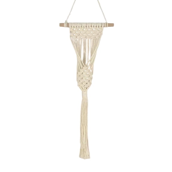 Macrame Plant Hanger Bohemian Boho Decor Handwoven Indoor Outdoor White 19.7 Inch with 7.87 Inch Pot Holder