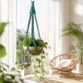 thumbnail image 1 of Macrame Hanging Greenery Holder, Cotton Rope Greenery Hanger, Handwoven Tassel Suspended Basket for Indoor Garden Balcony Decor, 1 of 6