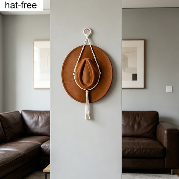 Macrame Hat Hanger,Wall Hat Rack Handwoven Cotton Tassel Storage Holder Entryway,Wall Space,Closet Organization,27.5 Inch