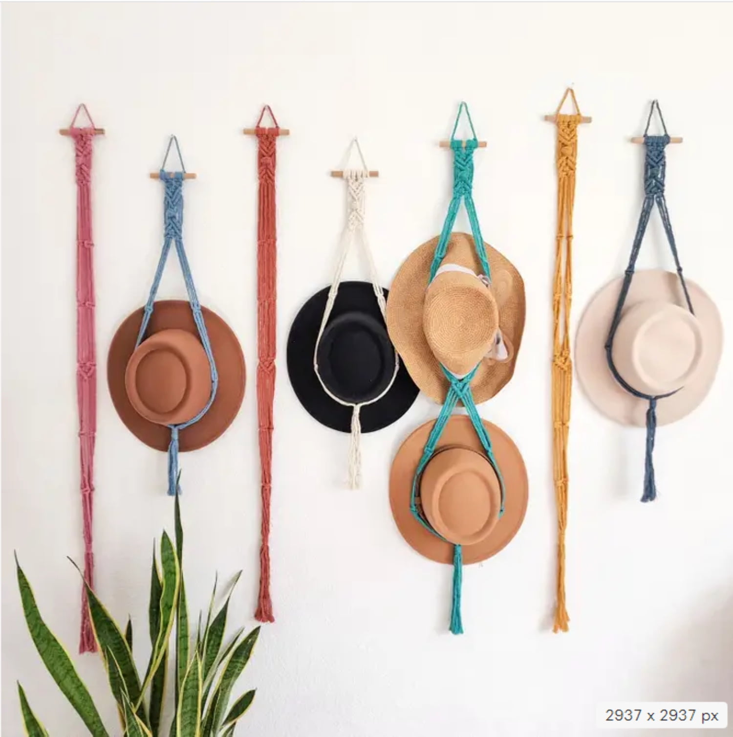 Macrame Hat Holder, Wall Mounted Hat Display Rack