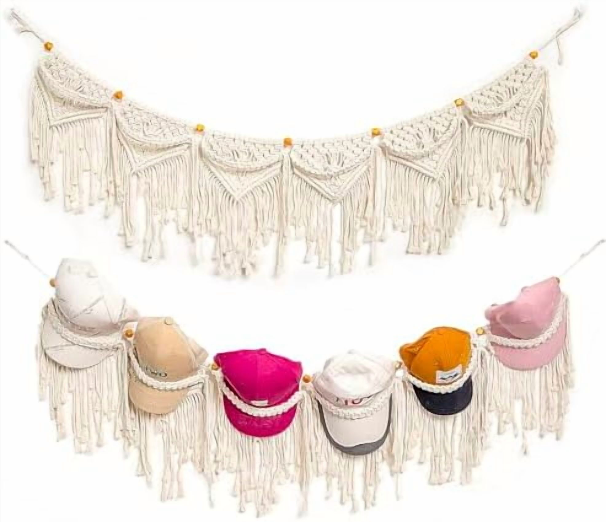 Macrame Hat Organizer Baseball Cap Holder Ball Hat Storage Cap Display ...