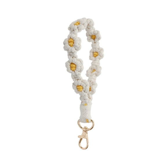 Macrame Keychain Handmade Wristlet Keychain Wrist Lanyard for Keys Cute flower keychain Key Chain for Women