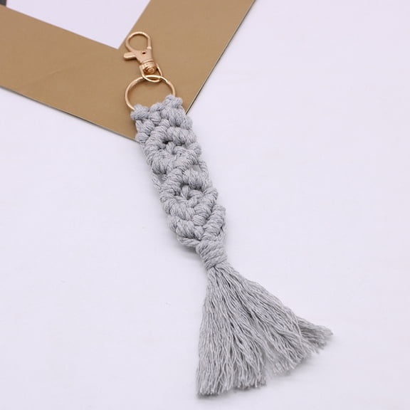 Macrame Keychains Boho Macrame Bag Tassels Charms Handcrafted Accessory for Car Key Purse Phone Wallet Gift Party Supplies