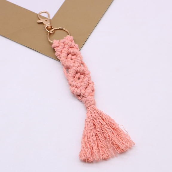 Macrame Keychains Boho Macrame Bag Tassels Charms Handcrafted Accessory for Car Key Purse Phone Wallet Gift Party Supplies