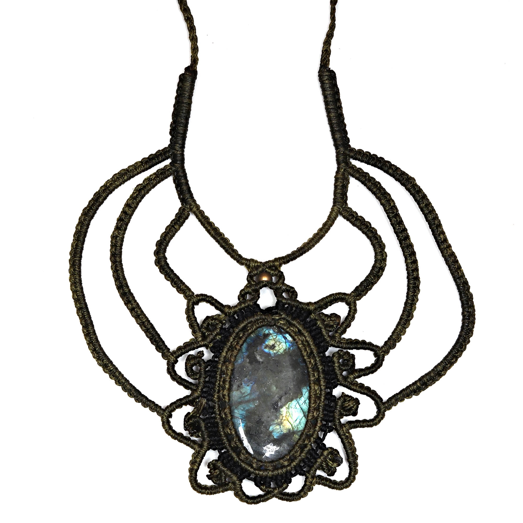 Macrame Labradorite Necklace Pendant Natural Liberia Ubuy