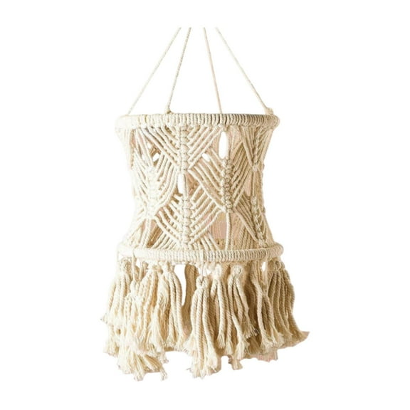 Macrame Lamp Shade Lampshade Bohemian Modern Pendant Light Shade Hanging Light Cover for Dorm Room Bedroom Decoration Bulb Not Included , Style B