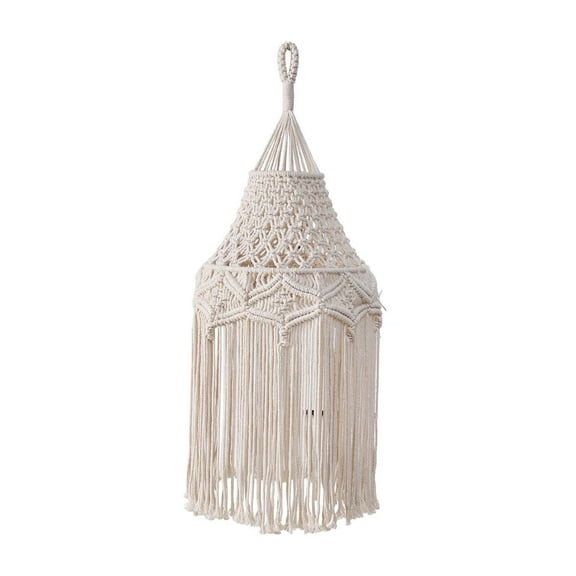 Macrame Lamp Shade Pendant Light Cover Boho Hand Woven Cotton Rope Decorative Lighting for Nursery Room