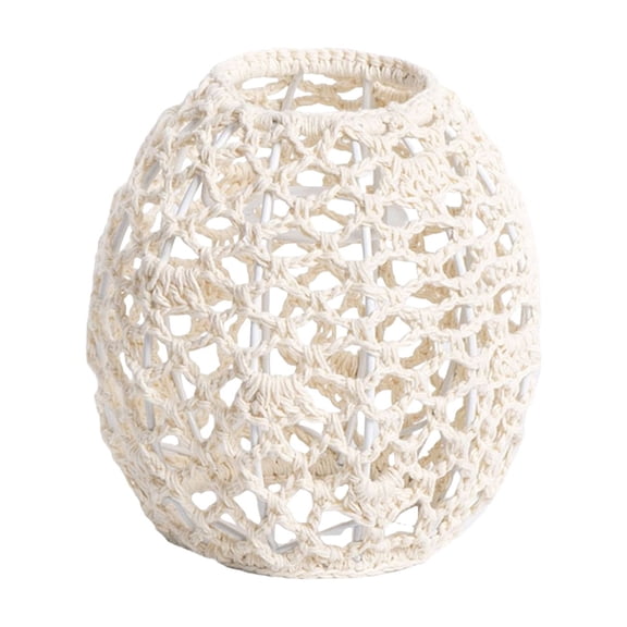 Macrame Lamp Shade Woven Pendant Light Cover Boho Chandelier Guard,Handmade Boho Cotton Cord Hollow Out Lantern Shell for Ceiling Fixture,Rustic Vintage Decor for Kitchen Dining Room