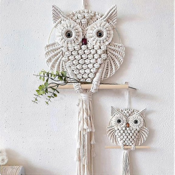 Macrame Owl Dreamcatcher Kit 30cm Handwoven Wall Art for Nursery