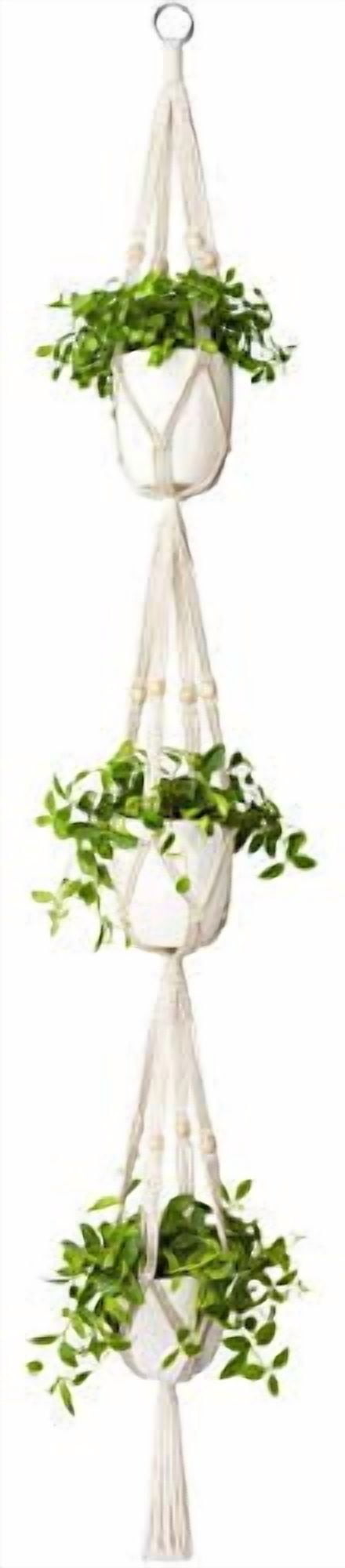 Macrame Plant Hanger 3 Tier Indoor Outdoor Hanging Planter Basket ...