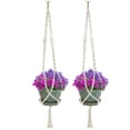 thumbnail image 1 of Macrame Plant Hanger Indoor Hanging Planter Basket Handmade Woven Cotton Rope Flower Pot Decorative Crochet Plant Holder Stand for Boho Home Decor No Tassels,41 Inch,Set of 2, 1 of 8