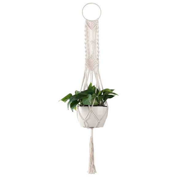 Macrame Plant Hanger,Indoor Outdoor Hanging Planter Basket,Hanging Plant Holders,Decorative Macrame Hangers,4 Legs 43.3 Inch,Cream Color,Boho Decor