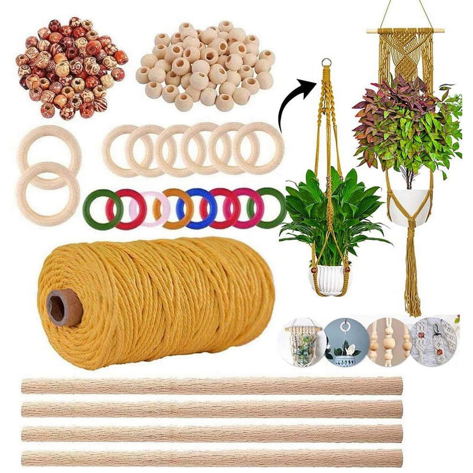 Starter DIY Macrame Plant Hanger Kits for Beginners & Adults with 3mm Cord  & Supplies - Walmart.com