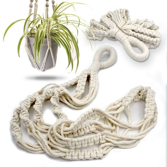 Macrame Plant Hanger with Short Rope (No Tassel) - 23 Inch - Cotton Macrame Cord for Boho Decor Flower Pots - Bohemian Chic Home Decor, Simple Indoor Outdoor Hanging Houseplants or Terrarium | Parent