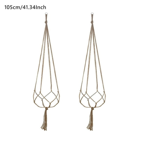 Macrame Plant Hangers 2-Pack - 43" Adjustable Cotton Rope Hanging Pots for Indoor Plants, Boho Home Decor with Wood Beads (No Pots Included)