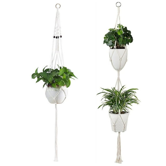Macrame Plant Hangers, 2 Shapes Decorative Flower Pot Hanger Cotton Rope Plant Hangers Indoor Outdoor Hanging Plant Holder for Home Decorations for 5-10” Planters