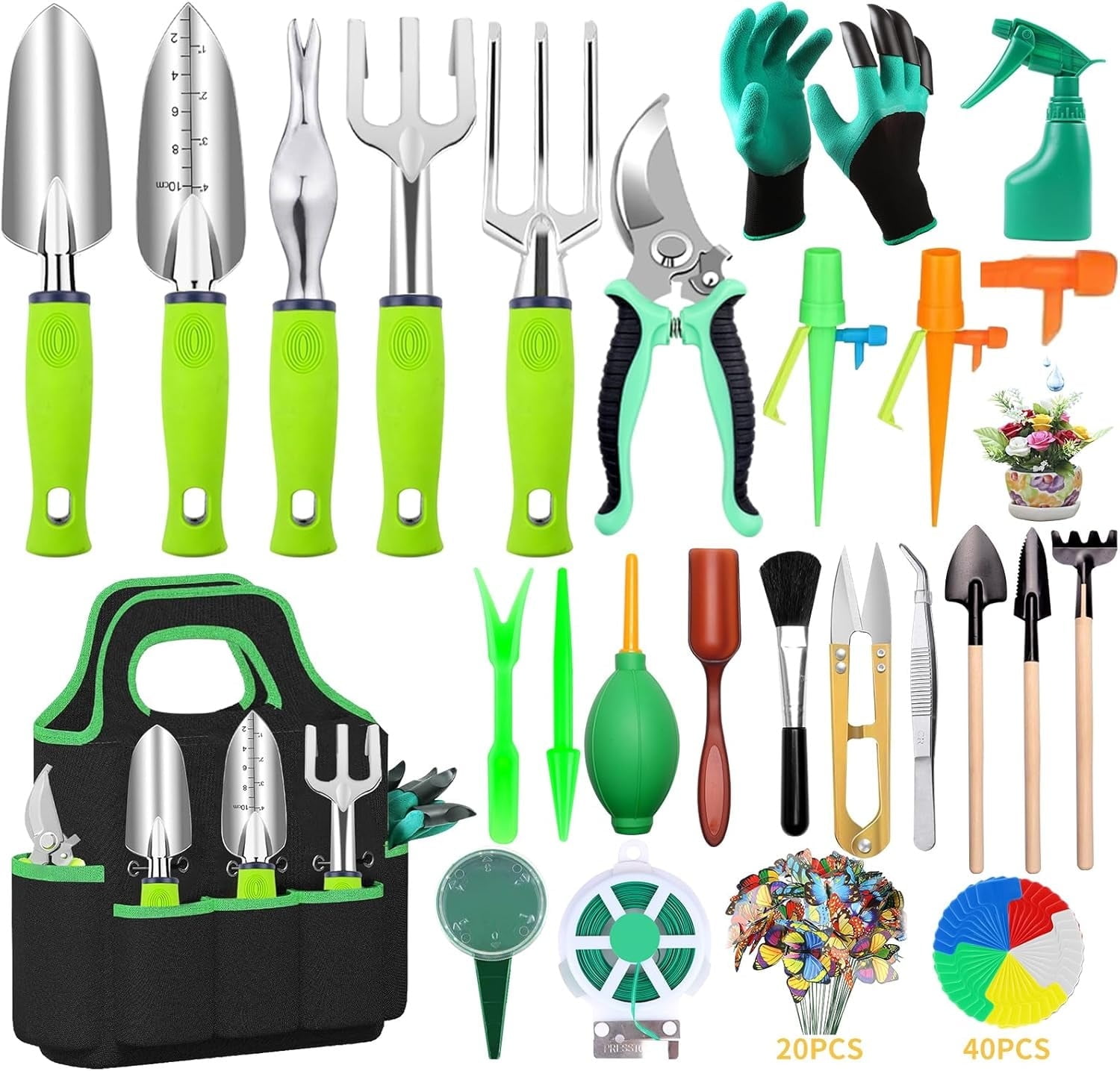 Gardening Tools Set 83 Pieces, Succulent Garden Tools Set Included, Aluminum Garden Tools for Gardening,Non-Slip Ergonomic Handle Tools