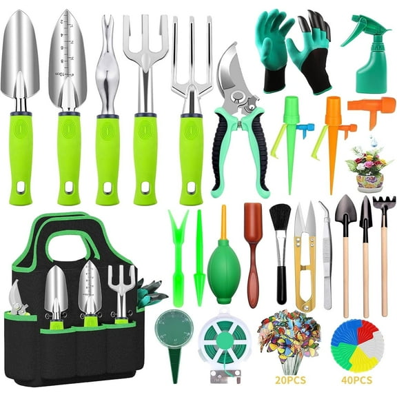 Gardening Tools Set 83 Pieces, Succulent Garden Tools Set Included, Aluminum Garden Tools for Gardening,Non-Slip Ergonomic Handle Tools