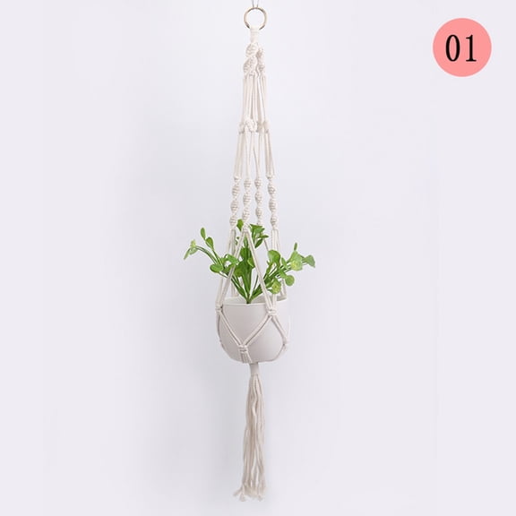 Macrame Plant Hangers - Bohemian Style Hanging Basket for Indoor and Outdoor Plants - Handcrafted Rope Design for Elegant Home Decor and Space-Saving Plant Display