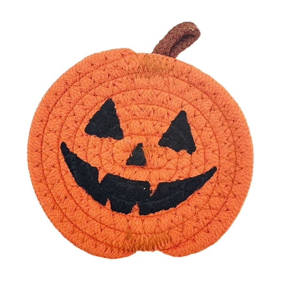 Macrame PumpkinSet of Rope Halloween Trivet Heat Fall Table Mat Decor for Kitchen Dining Party Gift coffee table,Orange #2