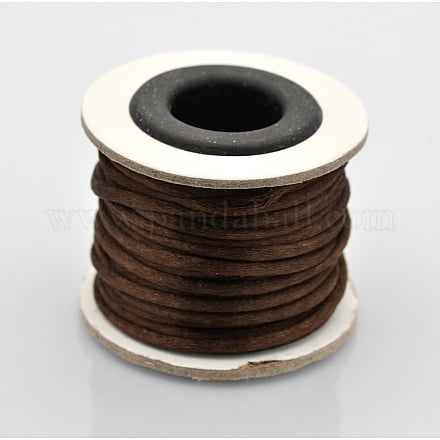 Macrame Rattail Chinese Knot Making Cords Round Nylon String Threads Satin Cord Coconut Brown 2mm about 10.93 yards(10m)/roll
