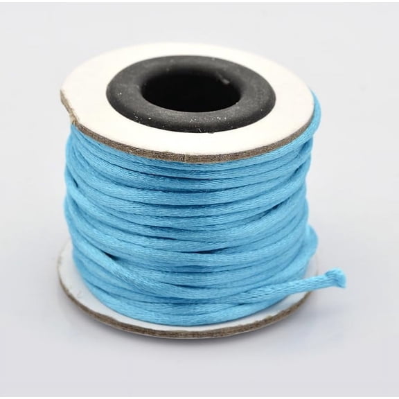 Macrame Rattail Chinese Knot Making Cords Round Nylon String Threads Deep Sky Blue 2mm 10.93 yards(10m)/roll