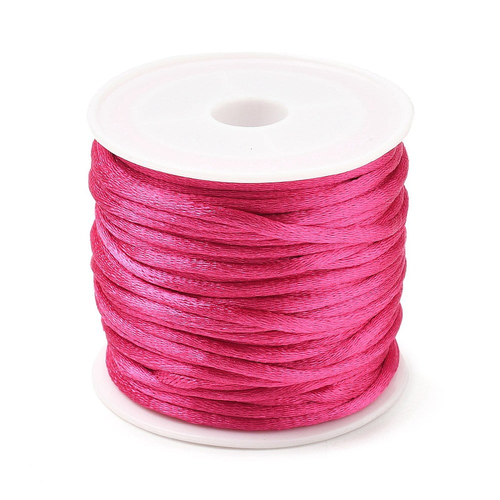 Macrame Rattail Chinese Knot Making Cords Round Nylon String Threads Satin Cord Magenta 2mm 10.93 yards(10m)/roll