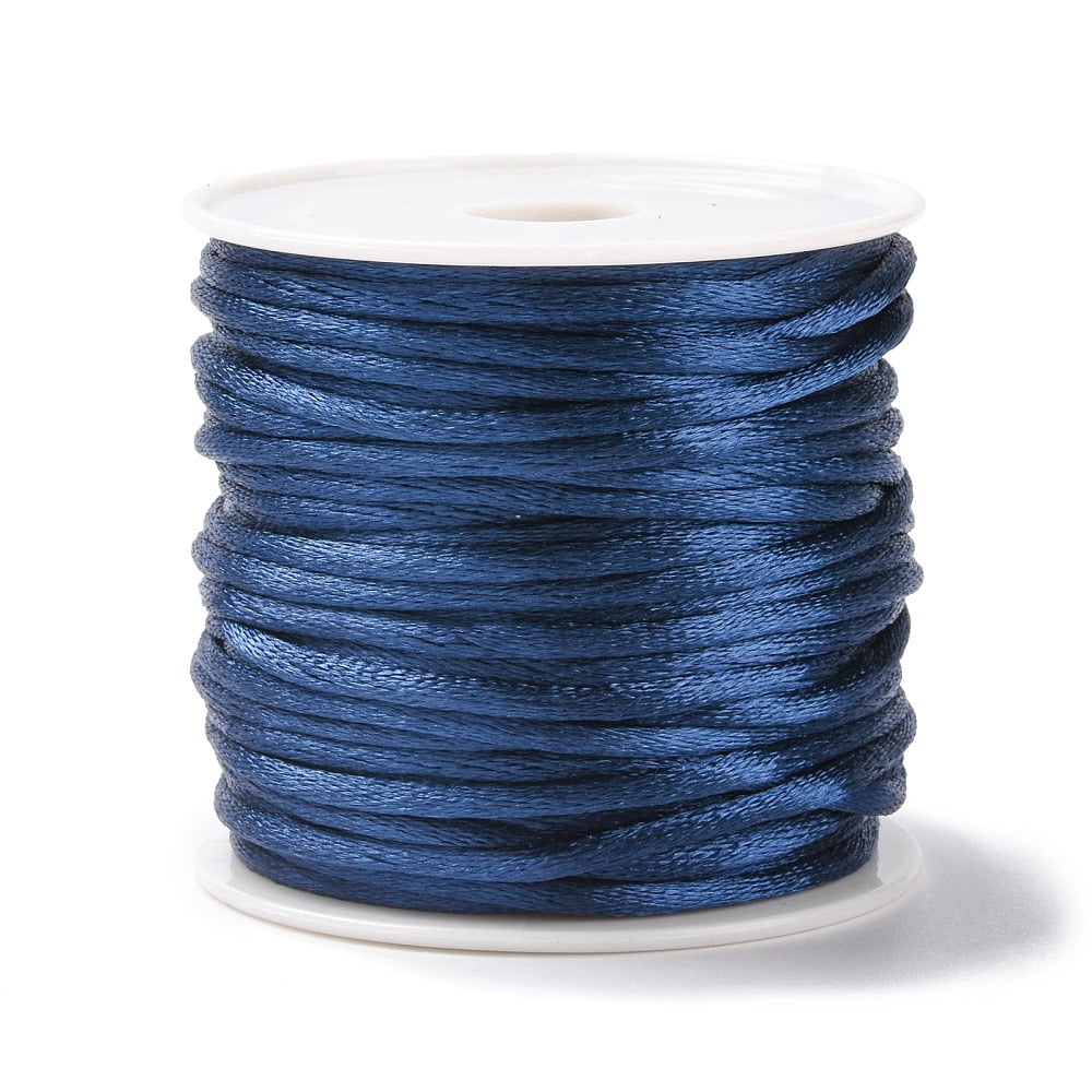 Macrame Rattail Chinese Knot Making Cords Round Nylon String Threads Satin Cord Medium Blue 2mm about 10.93 yards(10m)/roll