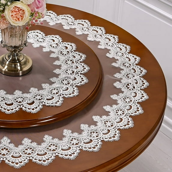 Macrame Round Tablecloth for Party,  Lace Floral Embroidered Table Cloth Dresser Scarf Wedding Tabletop Table Decorations for Home and Dining Room