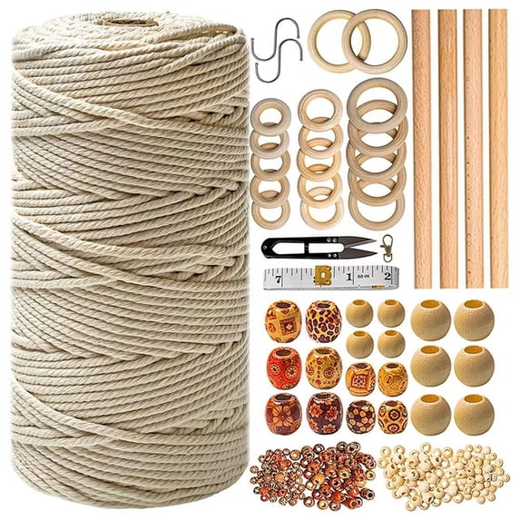 Macrame Starter Kit 227 Pcs DIY Wall Art Craft Set with Cotton Rope ...
