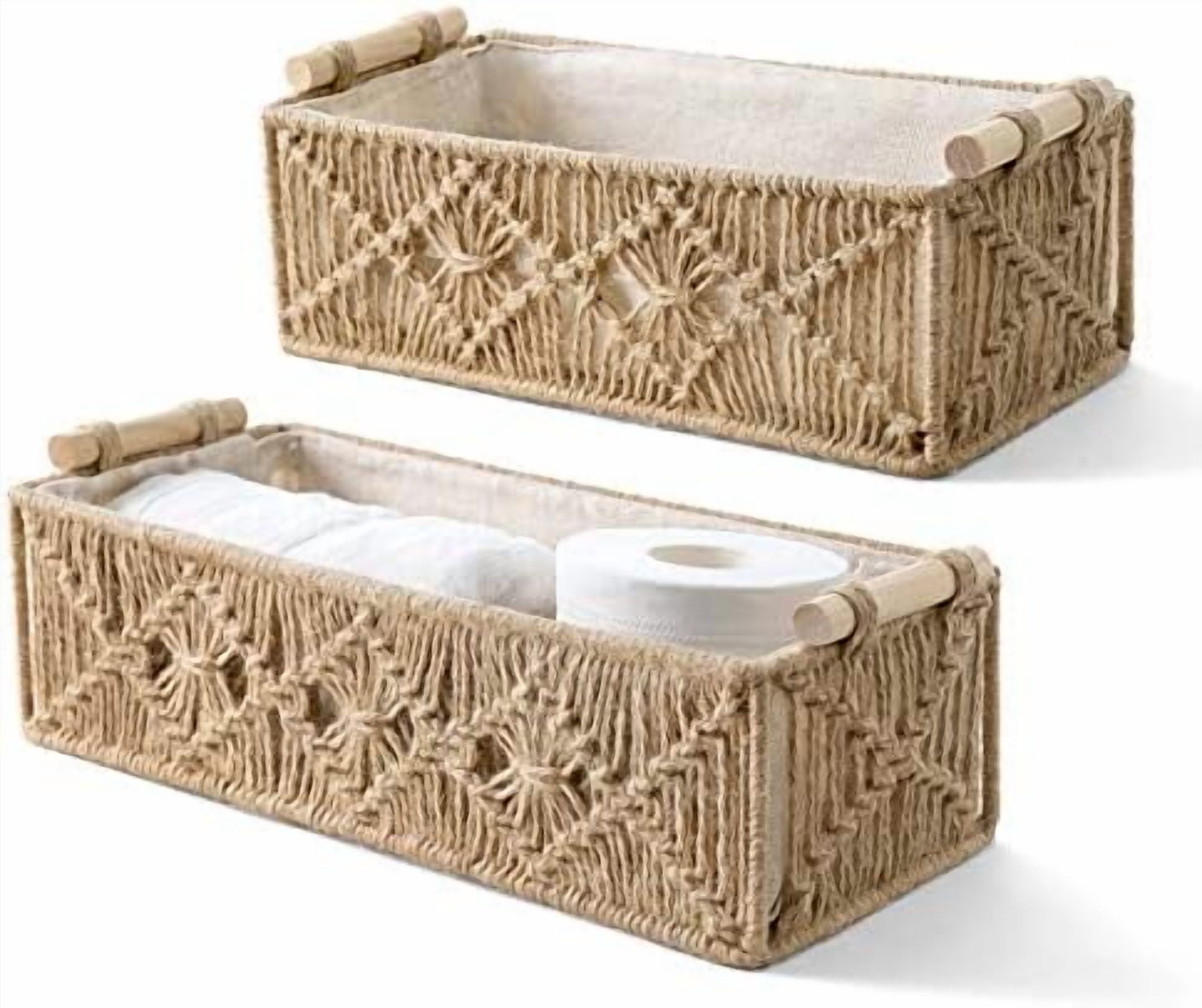 Macrame Storage Baskets Boho Decor Box Handmade Woven Decorative ...