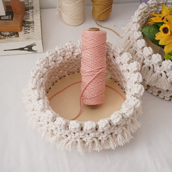Macrame Storage Baskets Woven Tassel Handmade Organizer Boho for Livingroom Home