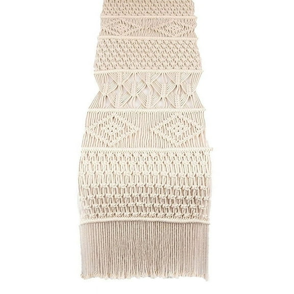 Macrame Table Runner, Boho Wedding Table Decor, Handwoven Vintage Farmhouse Dining Room Style