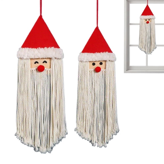 Macrame Tapestry Bohemian Modern Christmas Santa Snowman Art, Hangable Christmas Tapestry For Home Party Festival Wedding, Window Entryways Mantle Fireplace Holiday Decor