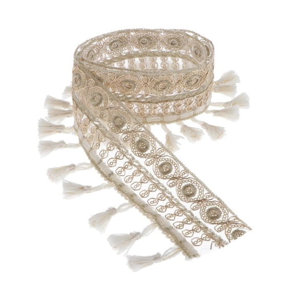Macrame Tassel Fringe Sewing Ribbon Garland Banner with Sequins for Decor, Clothes, Costumes, Wedding Dress, Curtains