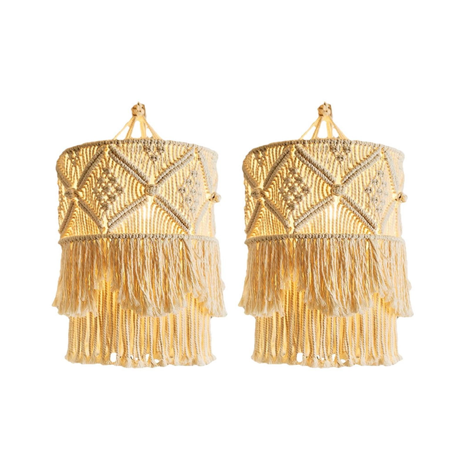 Macrame Tassel Lamp Shade Woven Bohemian Hanging Lampshade Cover Removable Hotel Nursery Party Decor