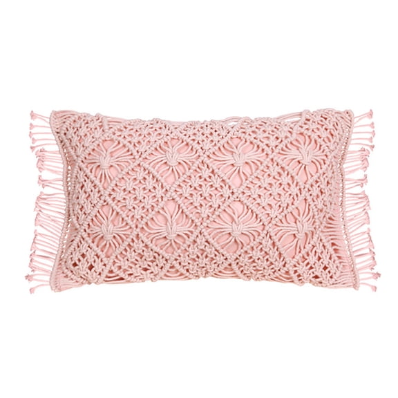 Macrame Throw Pillow for Case Tassel Bohemian Crochet D1am0nd Woven Cushion Cove