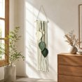 thumbnail image 1 of Macrame Wall Hanging 26.77x7.87 Inch Handwoven Cotton Rope Leaf Tapestry with Wooden Bead Fringe for Bedroom Headboard Living Room Boho Wall Decor, 1 of 6