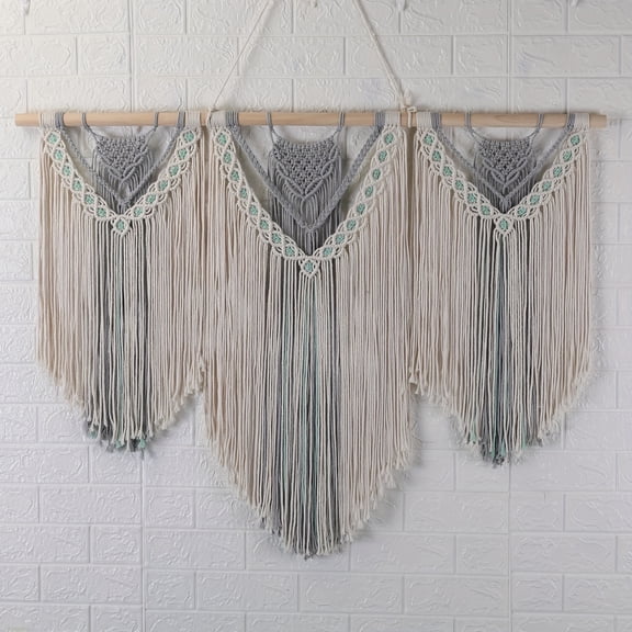 Macrame Wall Hanging, 43"×31" Boho Woven Tapestry Decor with Cotton Rope and Wooden Dowel, Spring Home Decoration for Living Room Bedroom Apartment